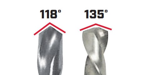 118 and 135 drill bit angles
