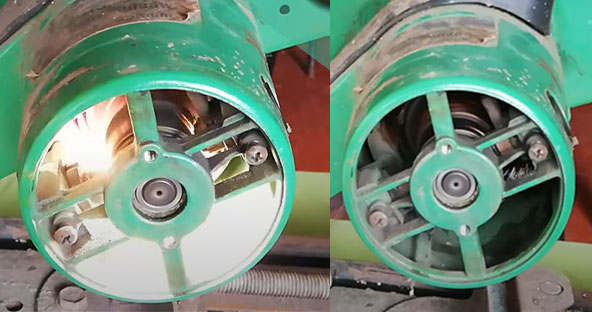 sparking fixed miter saw motor