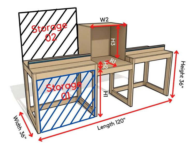Drawing of a miter saw station