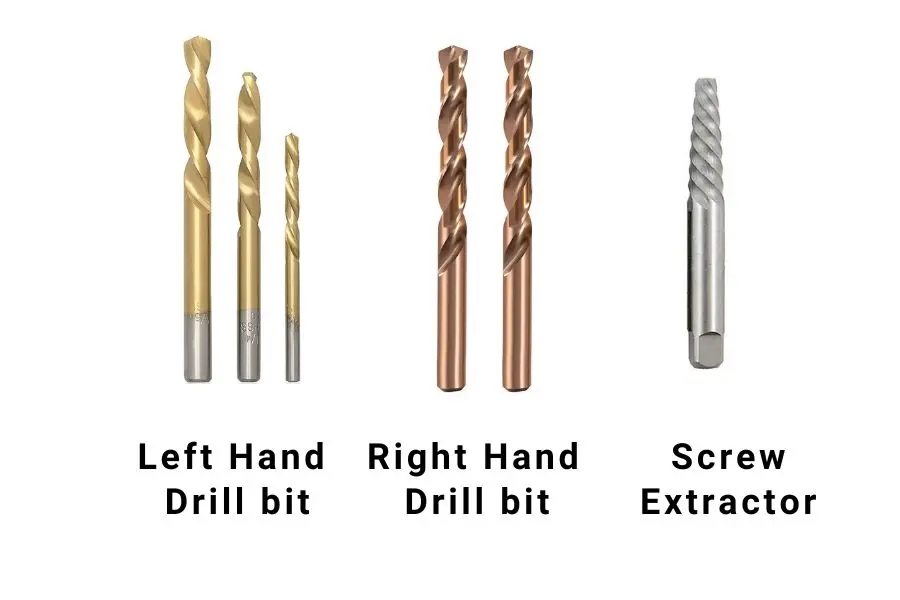 left hand, right hand and screw extractor