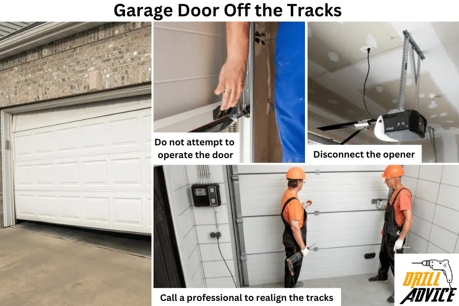 Garage door track off fixing