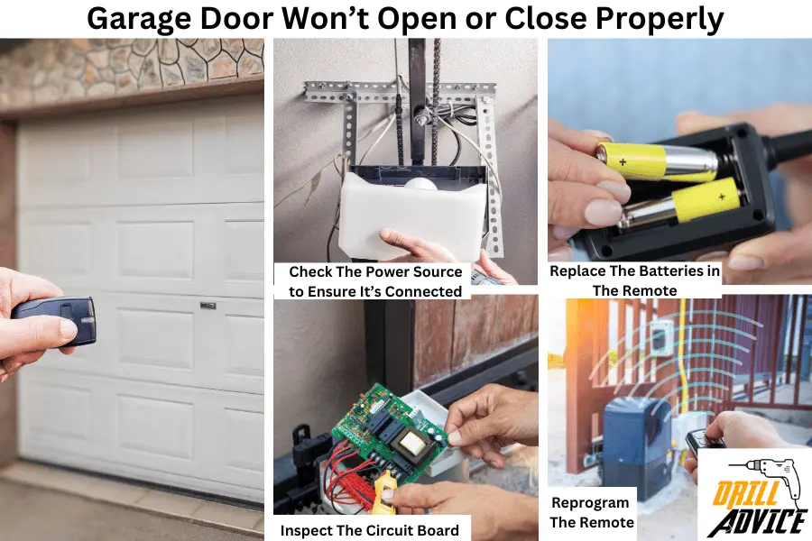 Garage door won't close