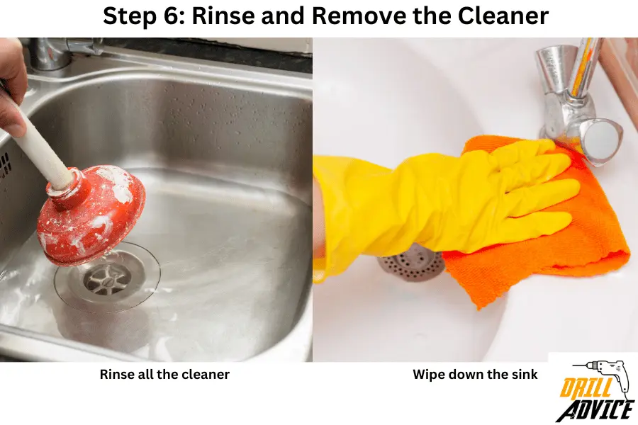 Rinse remove sink cleaner